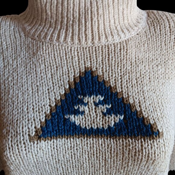 Women's PS Petite Small Sweater Vintage Lizwear Turtle Neck Geometric Pattern - Picture 6 of 9